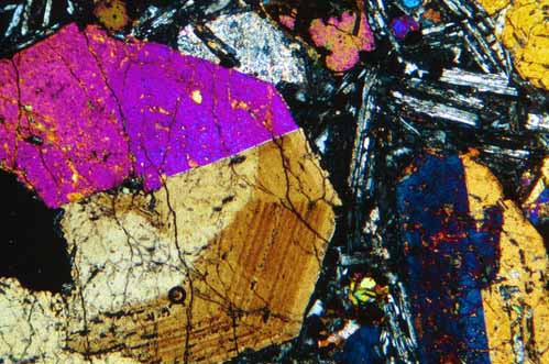 Petrological thin section of essexite